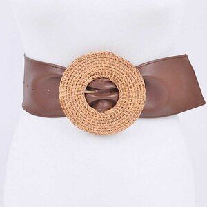 Plus Size Bamboo Buckle Fashion Belt - Brown